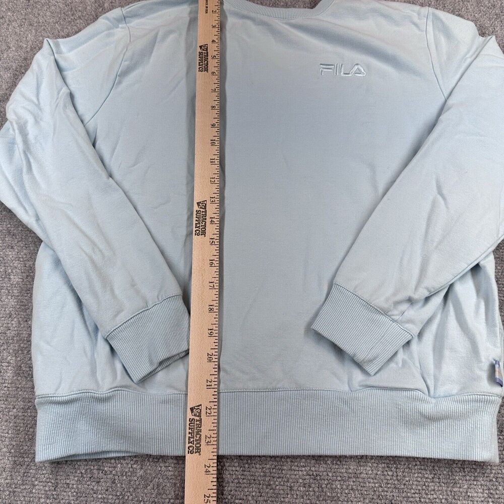 FILA French Terry Sweatshirt Womens M Blue Crewneck Pullover Pockets Lounge - Picture 6 of 9